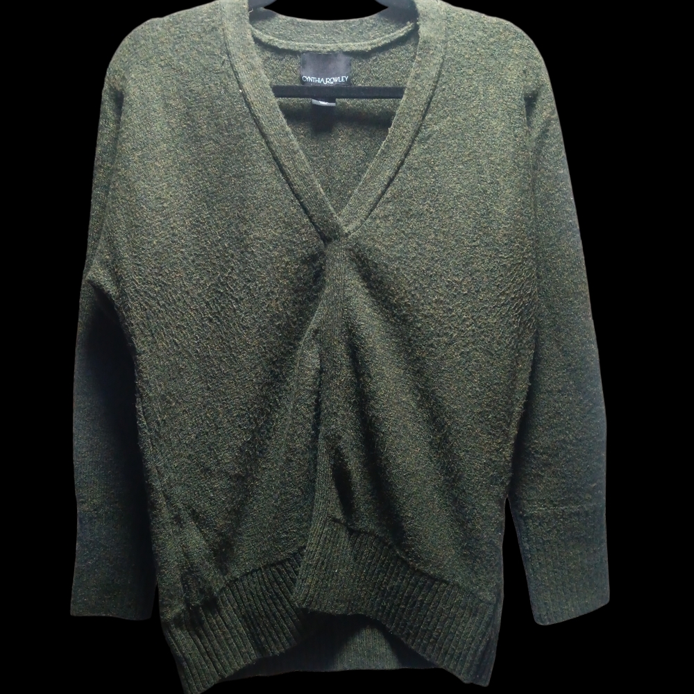 Olive Green V-Neck Sweater